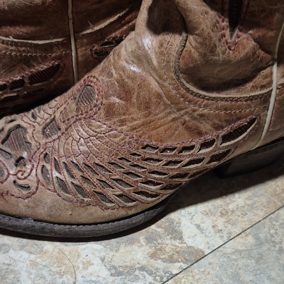 Cavender Embroidered  Women's Boots Snip Toe Brown Leather 406517 Size 7.5 B - Picture 6 of 16